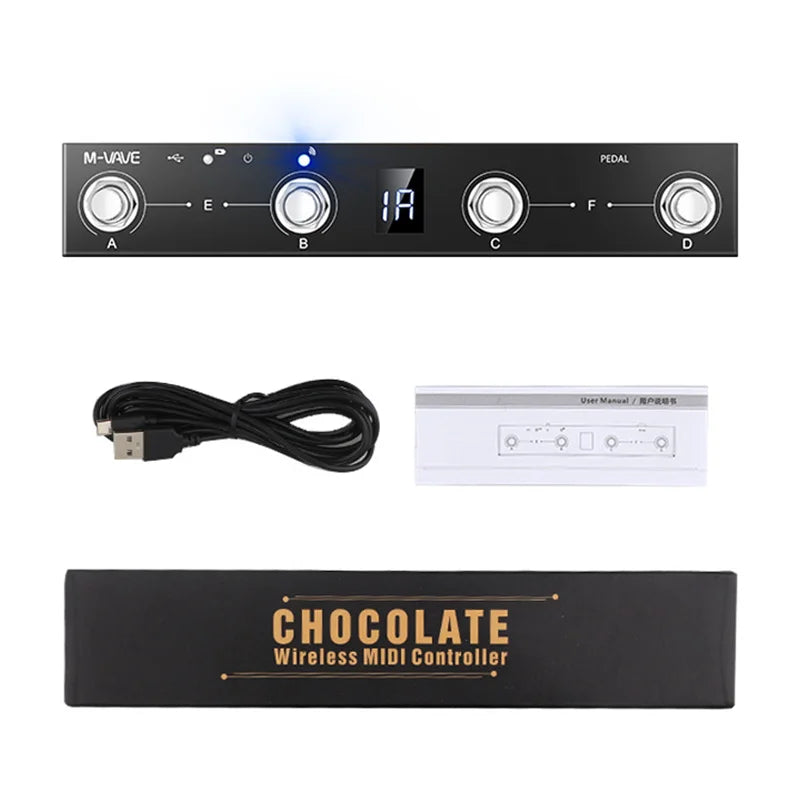 Controlador MIDI Chocolate Sem Fio (Wireless) - Pedal de Chão para Multi-Efeitos e Apps - 12h de Bateria