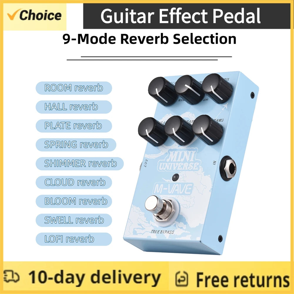 Pedal de Reverb Digital 9 Modos MINI-EFX - Room, Shimmer, Cloud e Spring