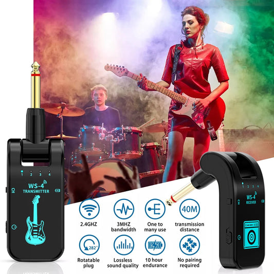 Transmissor e Receptor Sem Fio occkic para Guitarra/Violão - Latência Baixa e Bateria 10h
